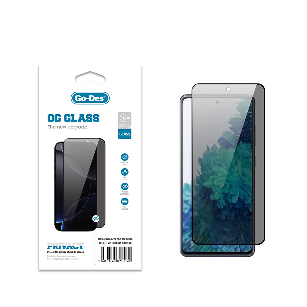 Go Des OG Glass Galaxy S20 FE Privacy Antistatik Temperli Cam Ekran Koruyucu Go Des OG Glass Galaxy S20 FE Privacy Antistatik Temperli Cam Ekran Koruyucu